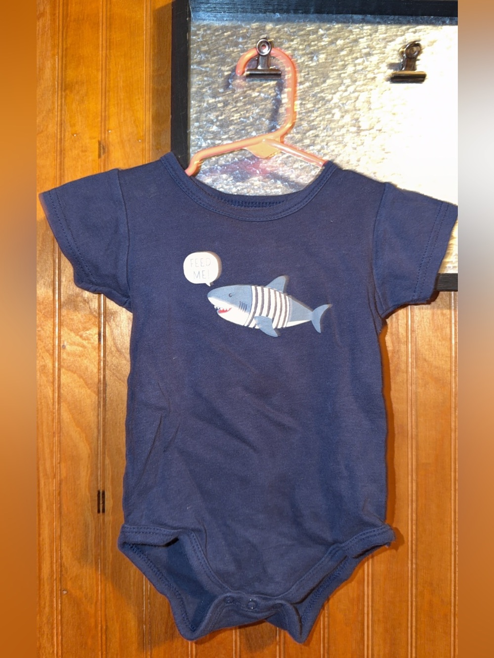 Navy Shark Graphic Baby Bodysuit